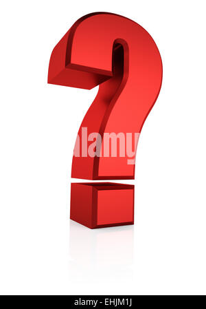 Red question mark isolated on white background. 3d render Stock Photo