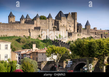 The medieval fortress and walled city of Carcassonne in southwest France, Europe Stock Photo