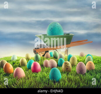 Colorful Easter eggs in grass Stock Photo