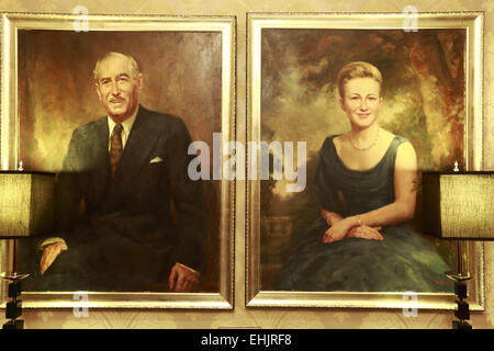 Portraits of Victor Sassoon and his wife hanging in the Sassoon ...