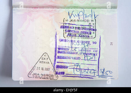 Passport Stamps Kenya Stock Photo