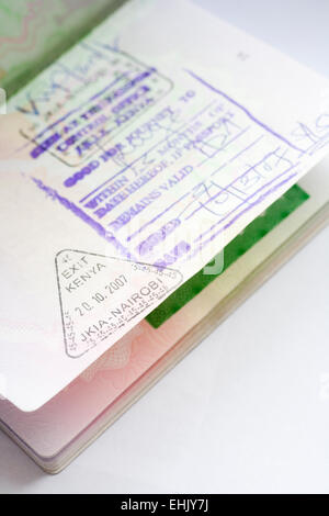 Passport Stamps from Kenya Stock Photo