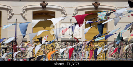 Local market and fiesta in the market plaza in Orba, Spain Stock Photo