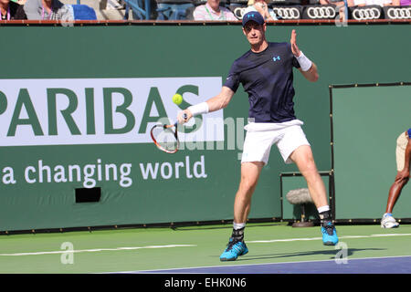 Indian Wells, California 14th March, 2015  British tennis player Andy Murray defeats Vasek Pospisil of Canada in the Men's Singles 2nd Round (score 6-1 6-3). Credit: Werner Fotos/Alamy Live News