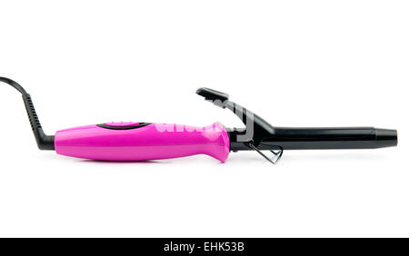 pink electric curling iron isolated on white background Stock Photo