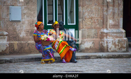 Two street vendors wait for customers in Havana, Cuba Stock Photo