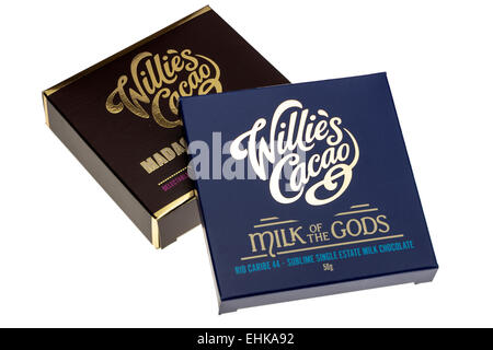 Two packs of Willies chocolate bars Madagascan Gold and Milk of the Gods Stock Photo