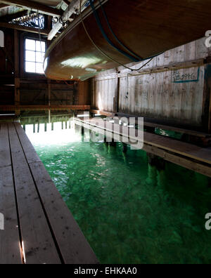 boat-house of Villa Paulick, Seewalchen am Attersee, Upper Austria, Austria Stock Photo