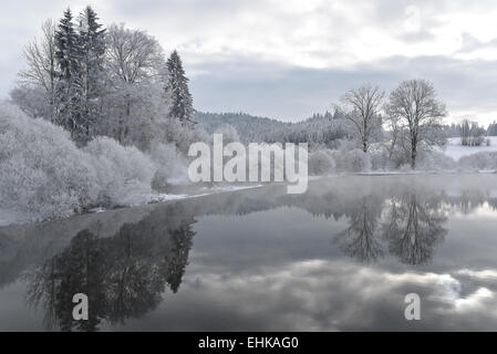 snowy lake Stock Photo