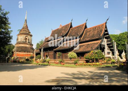 Wooden Buddhist Temple Wat Lok Molee, Chiang Mai, Thailand Stock Photo