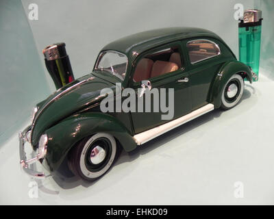 My miniature of an old Volkswagen Beetle, mythical car produced in Germany since 1938 and sold all over the world Stock Photo