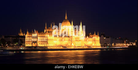 The Hungarian Parliament by night Stock Photo