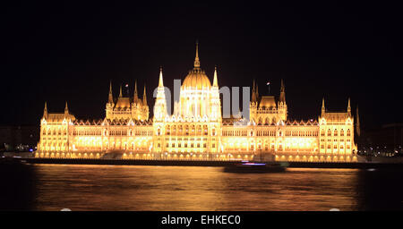 The Hungarian Parliament by night Stock Photo