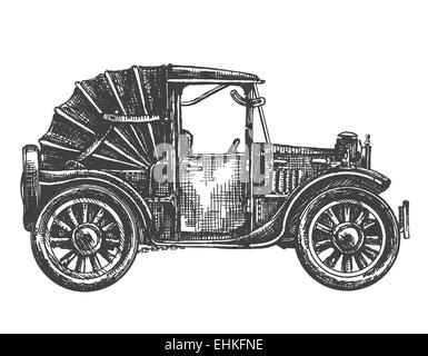 illustration, sketch. retro car isolated on white background Stock Photo