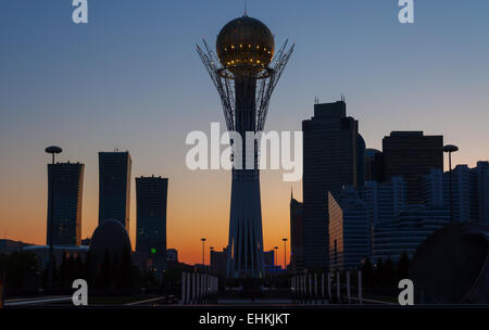 View of Bayterek at night Stock Photo