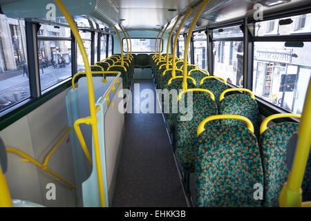 Empty interior of a London bus Stock Photo