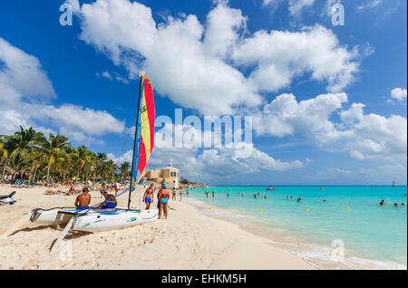 Beach outside the Riu Playacar Hotel, Playacar, Playa del Carmen, Riviera Maya, Yucatan Peninsula, Quintana Roo, Mexico Stock Photo