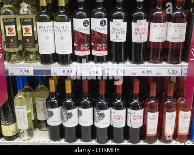 Selection of local Canary Island wines in a supermarket in Fuerteventura, Canary Islands Spain Stock Photo