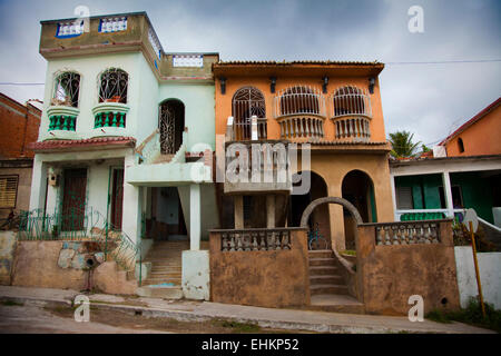 Crumbling housing in a poor area of Trinidad, Cuba Stock Photo