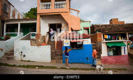 Crowded housing in a poor area of Trinidad, Cuba Stock Photo