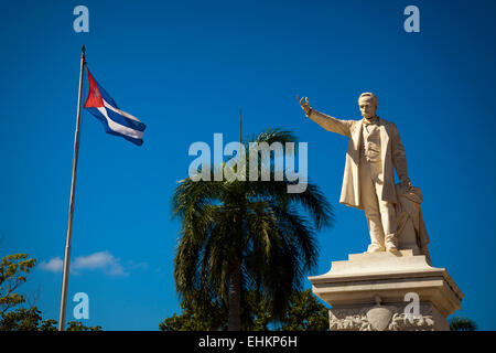 Jose Marti and Cuban flag, Cienfuegos, Cuba Stock Photo