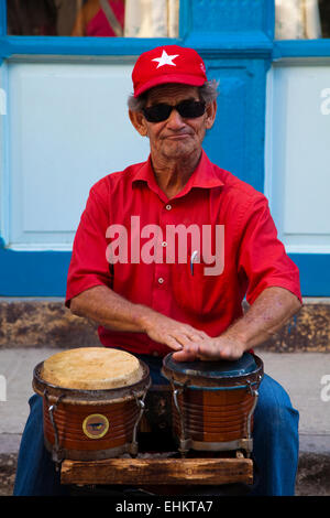 Man playing drums, Havana, cuba Stock Photo