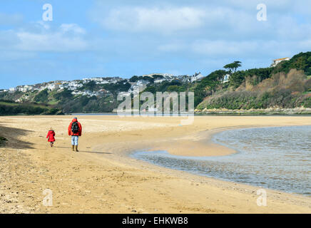 Low tide on the River Gannel at Newquay in Cornwall, UK Stock Photo