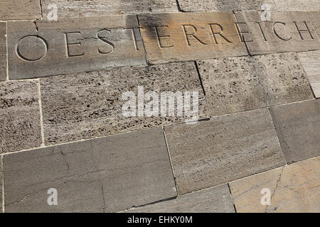 Osterreich (Austria). Word carved into the stone blocks. Stock Photo