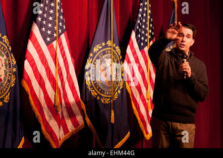 Concord, New Hampshire, USA. 14th Mar, 2015. Wisconsin Governor Scott Walker speaks in Concord, NH, USA, 14 Mar, 2015 Credit:  Andrew Cline/Alamy Live News Stock Photo