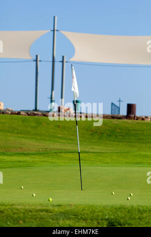 Golf course with sand bunker, Paphos, Cyprus Stock Photo