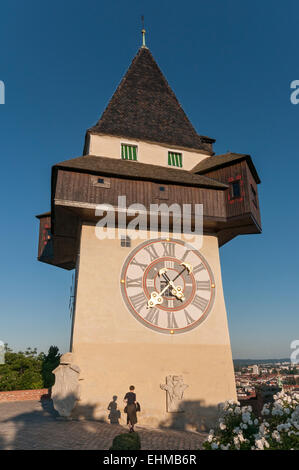 Uhrturm (Clock Tower) on Grazer Schlossberg Hill in Graz, Styria, Austria Stock Photo