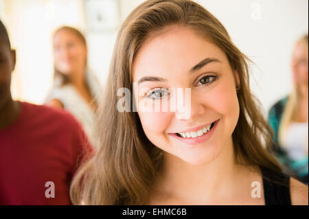 Close up of smiling face of teenage girl