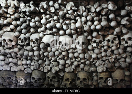 Human bones and skulls in the Sedlec Ossuary near Kutna Hora, Czech Republic. Stock Photo