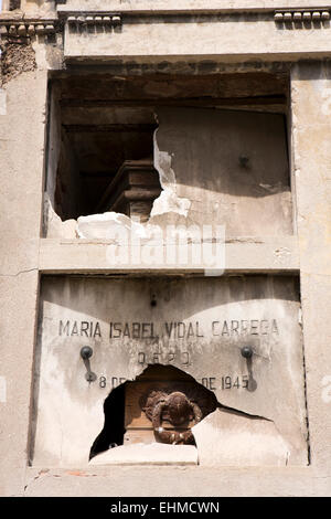 Argentina, Buenos Aires, Recoleta Cemetery, coffins inside broken Carrega family tomb Stock Photo