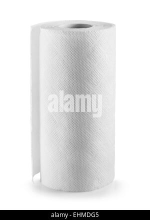 Paper towel roll on white background. Clipping Path Stock Photo