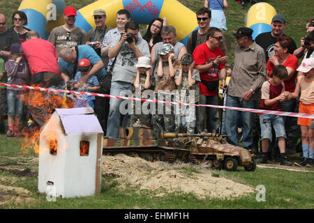 Scale models attend the re-enactment of the Battle of the Bulge (1944) in Orechov near Brno, Czech Republic. The Battle of the Bulge in December 1944 was a major German offensive launched through the Ardennes in Belgium and France on the Western Front towards the end of World War II. Stock Photo