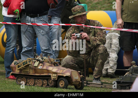 Scale models attend the re-enactment of the Battle of the Bulge (1944) in Orechov near Brno, Czech Republic. The Battle of the Bulge in December 1944 was a major German offensive launched through the Ardennes in Belgium and France on the Western Front towards the end of World War II. Stock Photo