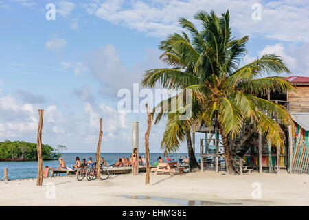 The Split, Bar & Recreational area, Caye Caulker, Belize Stock Photo