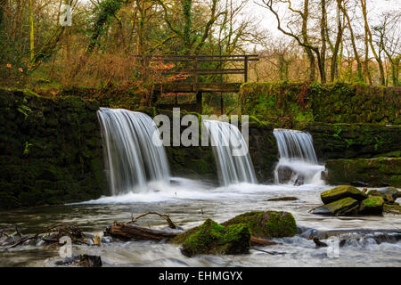 The Weir at Cotehele Mill near Cotehele House Stock Photo