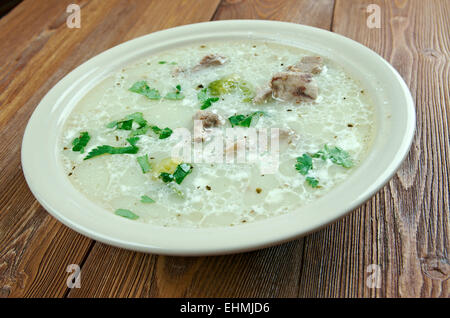 Chicken Asparagus Chowder close up Stock Photo