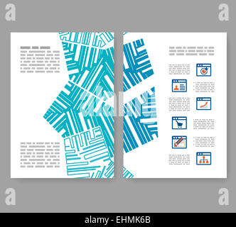 Flyer, leaflet, booklet layout. Editable design template. A4 2-fold brochure with abstract elements, infographics Stock Photo