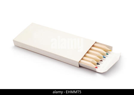 colored crayons in open box Stock Photo