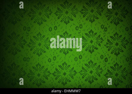 dark green floral retro wallpaper Stock Photo