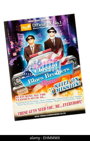 Promotional flyer for 2015 appearance of Chicago Blues Brothers. Stock Photo