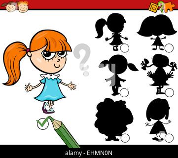 Cartoon Illustration of Education Shadow Matching Game for Preschool Children Stock Vector