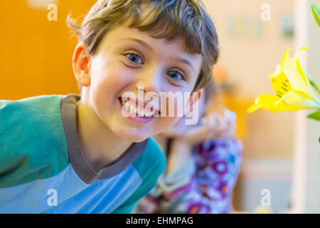 Close up of boy smiling Stock Photo