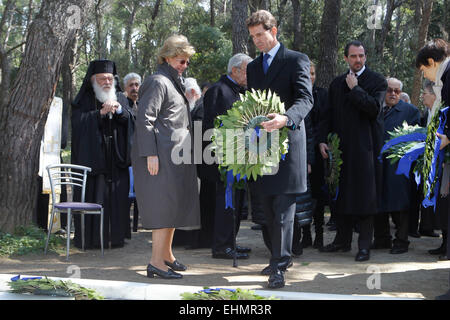 Tatoi, Greece. 16th Mar, 2015. Prince PAVLOS of Greece attends the ceremony. The annual memorial service in honour of King Pavlos and Queen Frederika was held earlier today at Tatoi cemetery. The memorial service was held 5 km north of Athens's suburbs, at Tatoi Palace, the Greek Royals' former summer palace. Credit:  Aristidis Vafeiadakis/ZUMA Wire/Alamy Live News Stock Photo