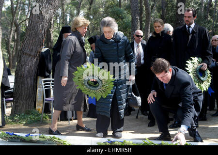 Tatoi, Greece. 16th Mar, 2015. Princess IRENE at the ceremony. The annual memorial service in honour of King Pavlos and Queen Frederika was held earlier today at Tatoi cemetery. The memorial service was held 5 km north of Athens's suburbs, at Tatoi Palace, the Greek Royals' former summer palace. Credit:  Aristidis Vafeiadakis/ZUMA Wire/Alamy Live News Stock Photo