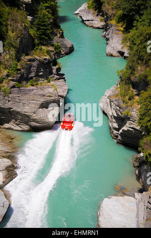 Jet boating on the Shotover River, near Queenstown, South Island New Zealand