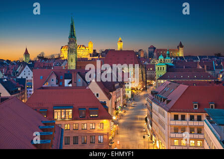 Nuremberg.  Image of historic downtown of Nuremberg, Germany at sunset. Stock Photo